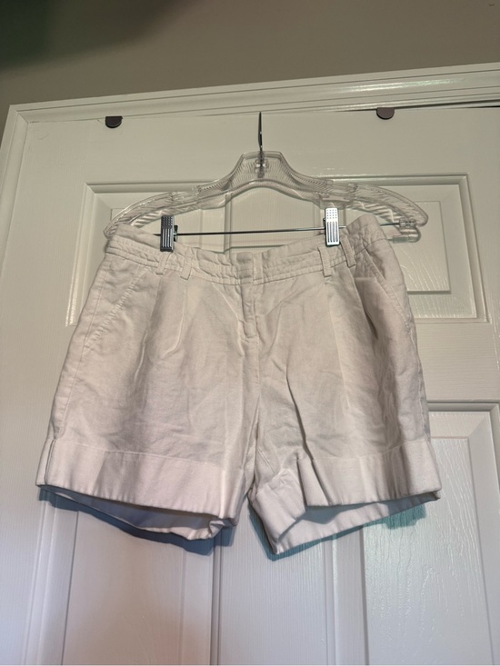 Express Pants - Express White Cuffed Linen-Blend Shorts